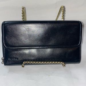 Fossil Black Leather Trifold Wallet EUC